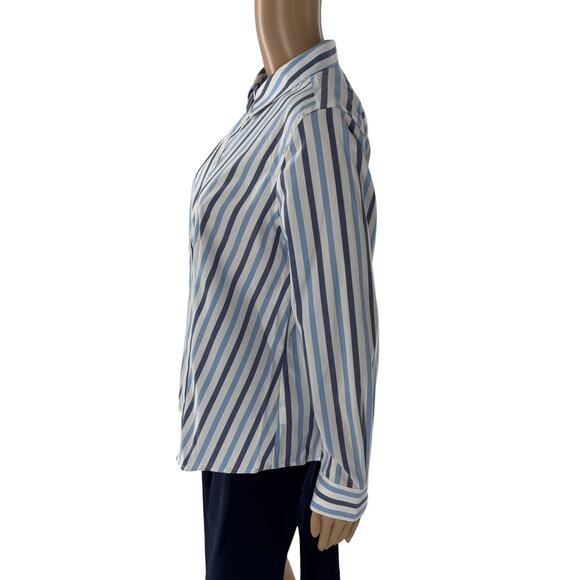 Talbots Blue Sunshine Stripe Non Iron White Button Down Perfect Shirt - Picture 5 of 8